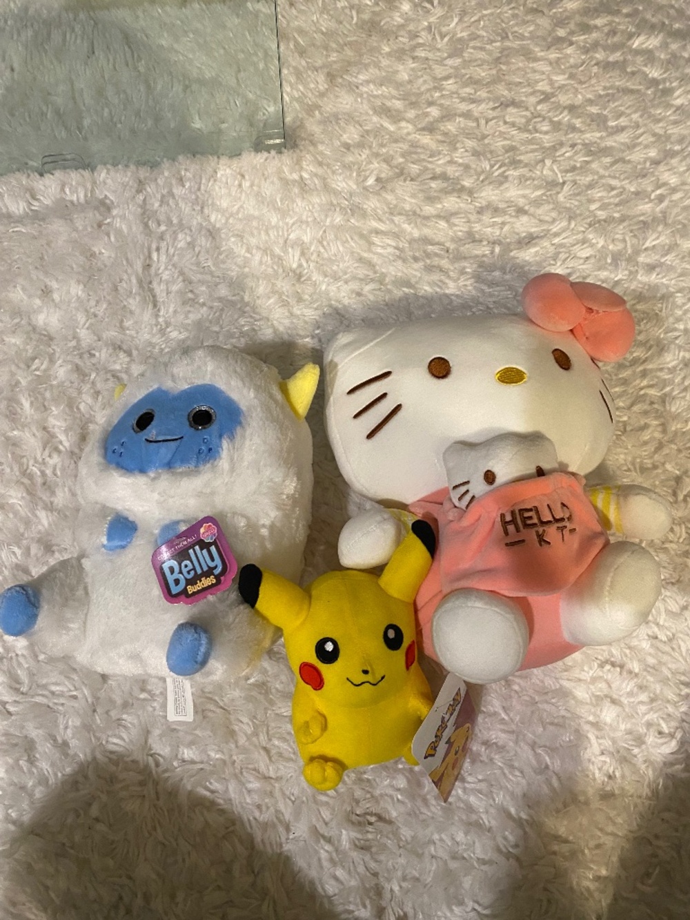 Various Plushies Hello Kitty Pikachu Pokemon Belly Buddies NEW